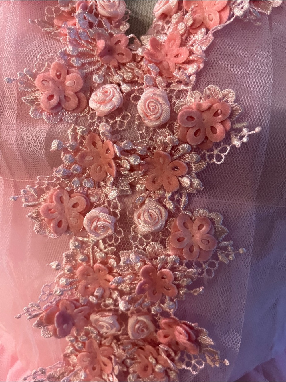 SUGAR THRILLZ 🎀Pink Tulle 🎀Floral Puff Sleeve Party Dress size M 🎀NWT - Picture 9 of 10